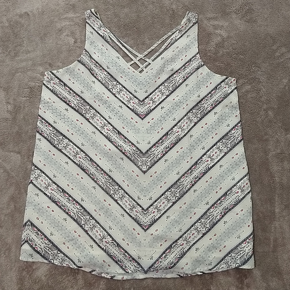Cream print tank top
